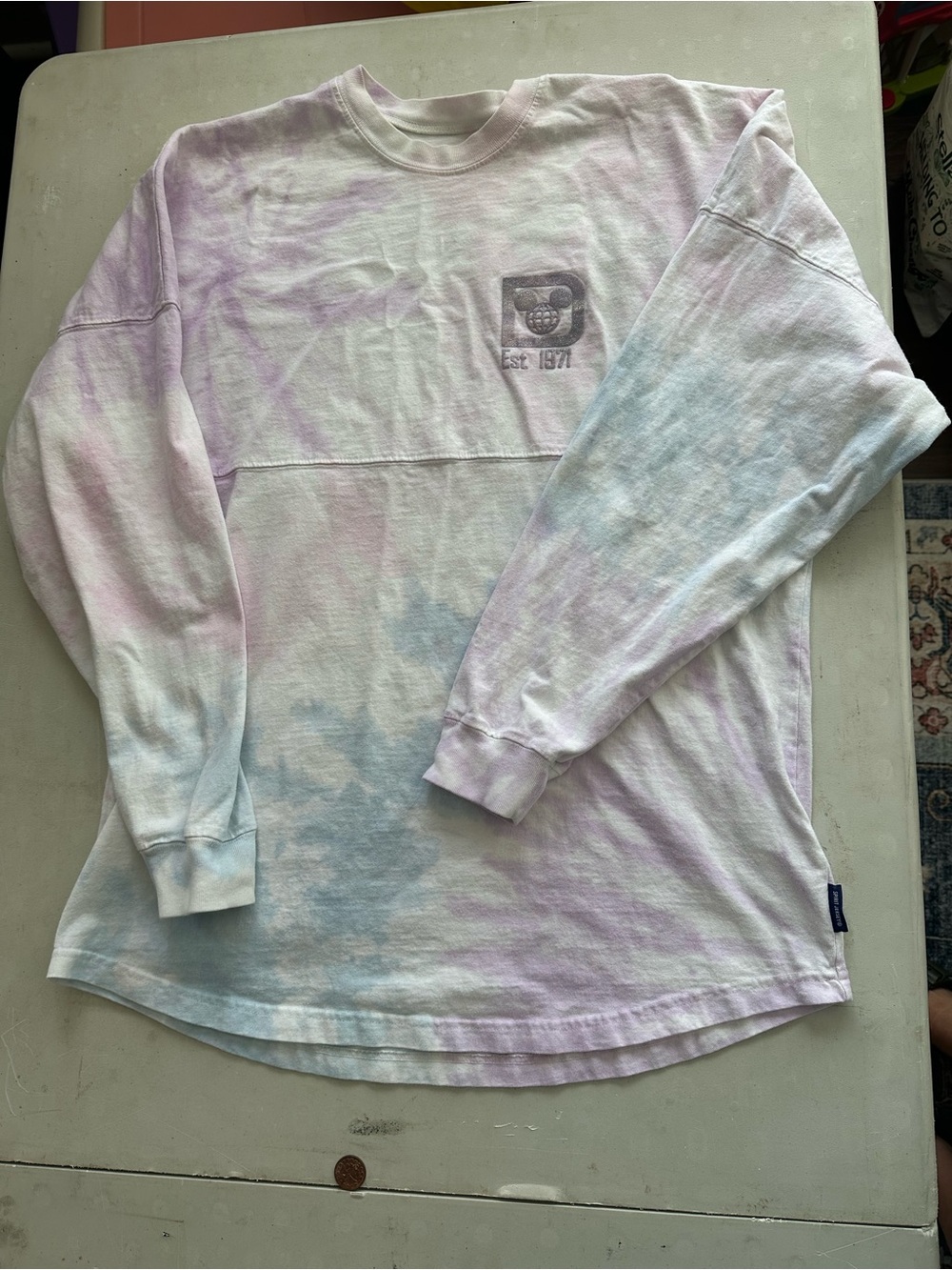 Disney World Spirit Jersey Womens large Pink Purple Oversized Tie Dye shirt